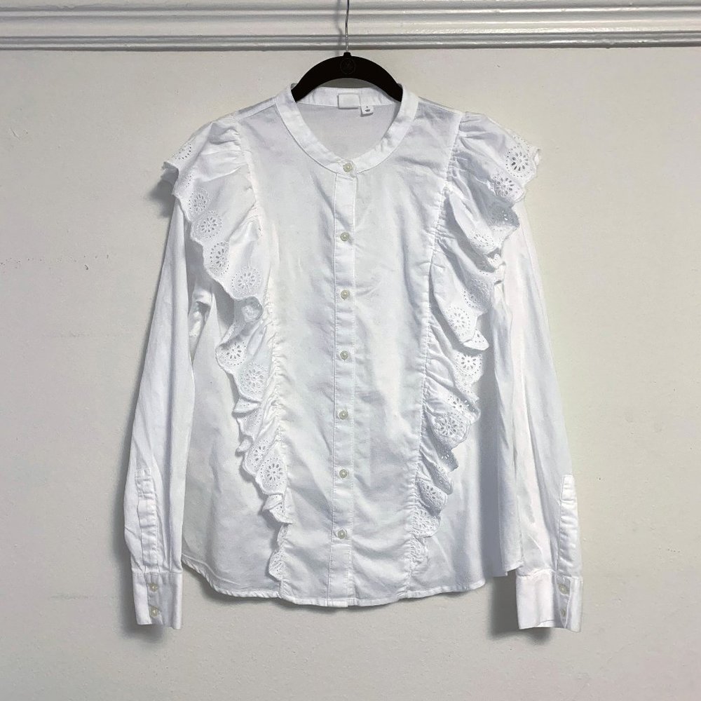 GAP Eyelet Ruffle Cascade Shirt
